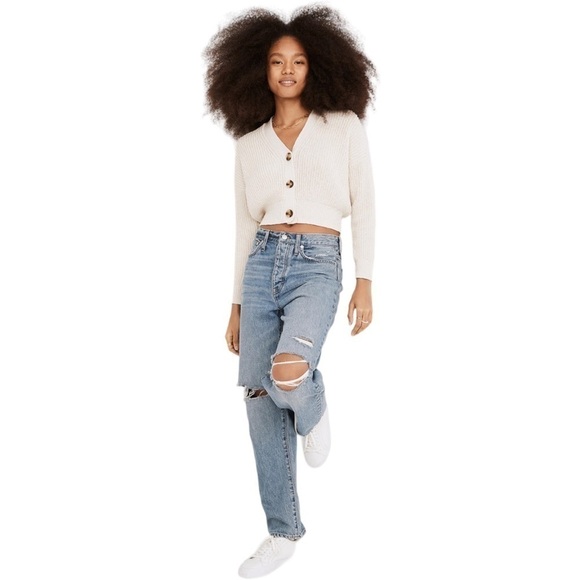 Madewell womens destroyed dad jeans in blue - Picture 1 of 13